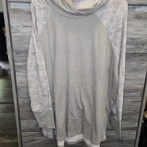 LuLaRoe Light Gray Floral Hoodie